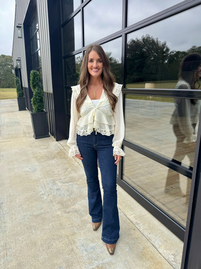 Cream Chiffon/Lace Top