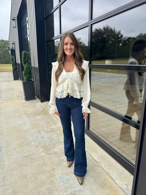 Cream Chiffon/Lace Top