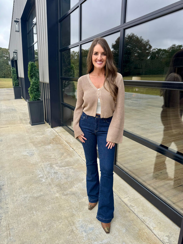 Tan Bell Sleeve Cardi