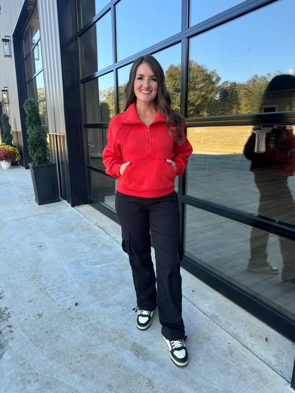 Red Half Zip Pullover