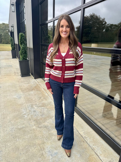 Maroon Crop Cardigan