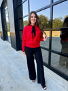 Red Front Tie Sweater