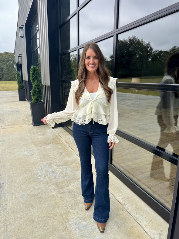 Cream Chiffon/Lace Top