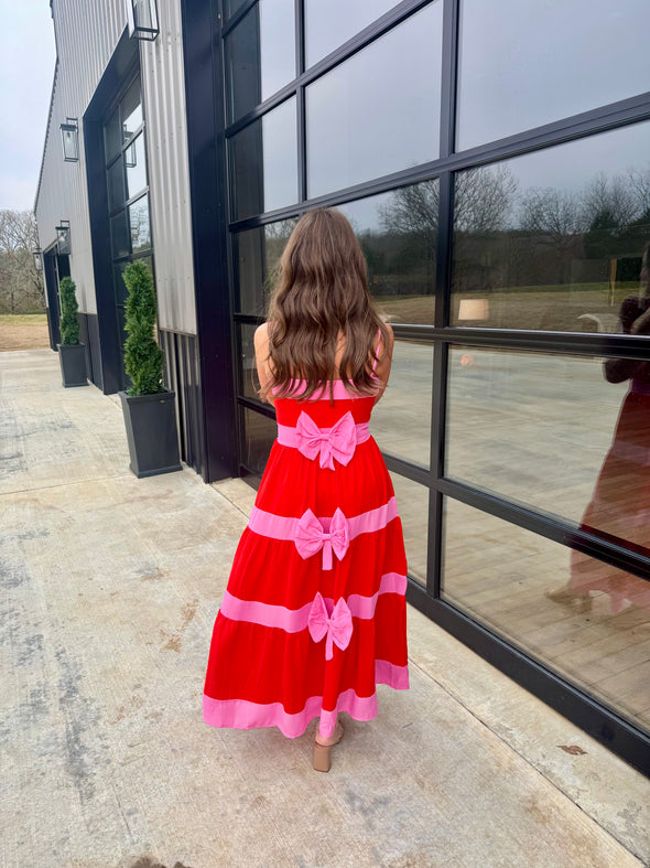 Red/Pink Midi Dress