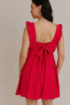 Red Ruffle Tie Dress