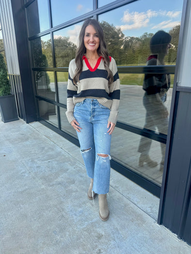 Mocha/Black/Red Sweater