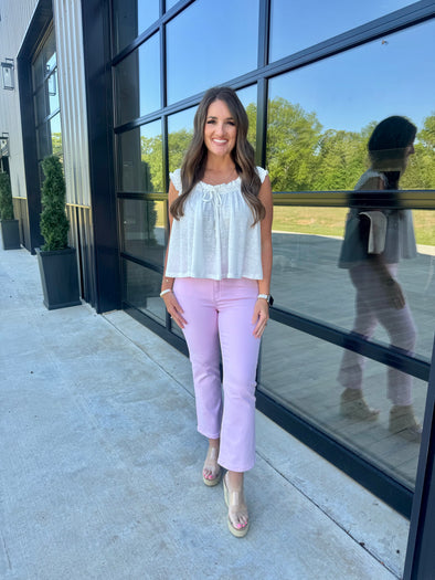 White Ruffle Top