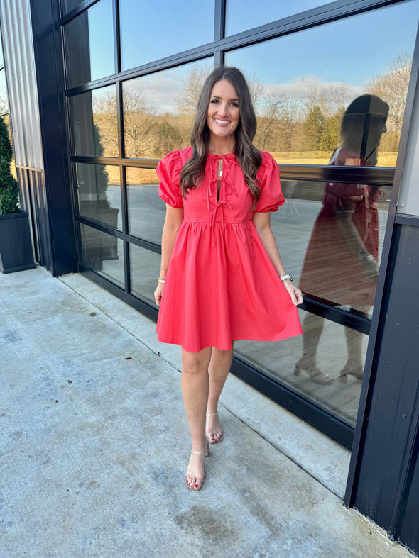 Coral Red Mini Dress