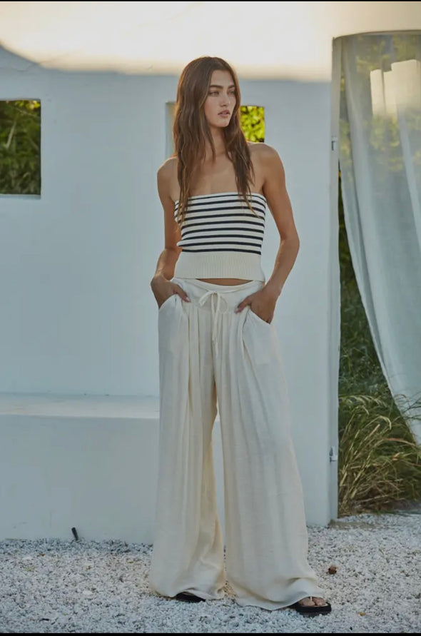 Cream/Navy Tube Top