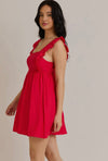 Red Ruffle Tie Dress