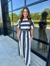 Navy Stripe Wide Leg