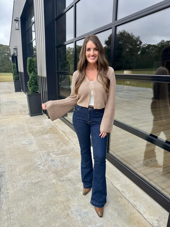 Tan Bell Sleeve Cardi