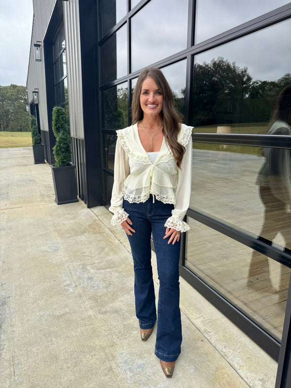 Cream Chiffon/Lace Top