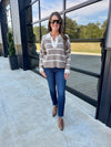 Taupe/White Collar Top