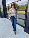 Taupe/White Collar Top