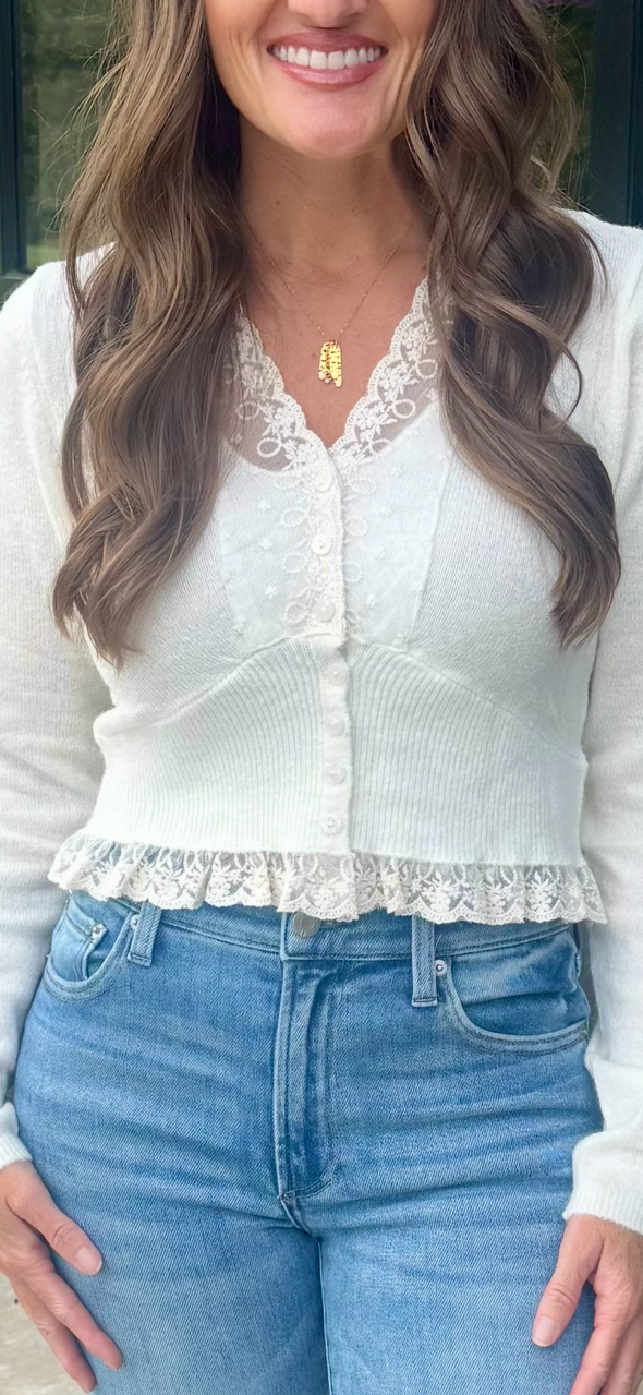Cream Lace Top