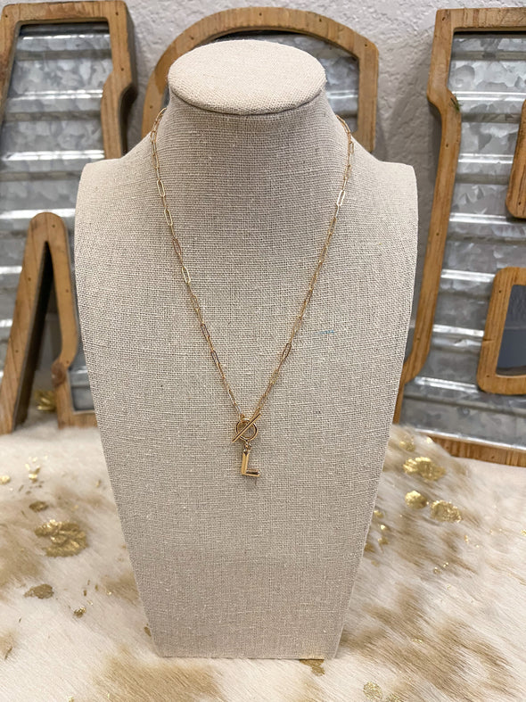 Initial Charm Necklace-Gold