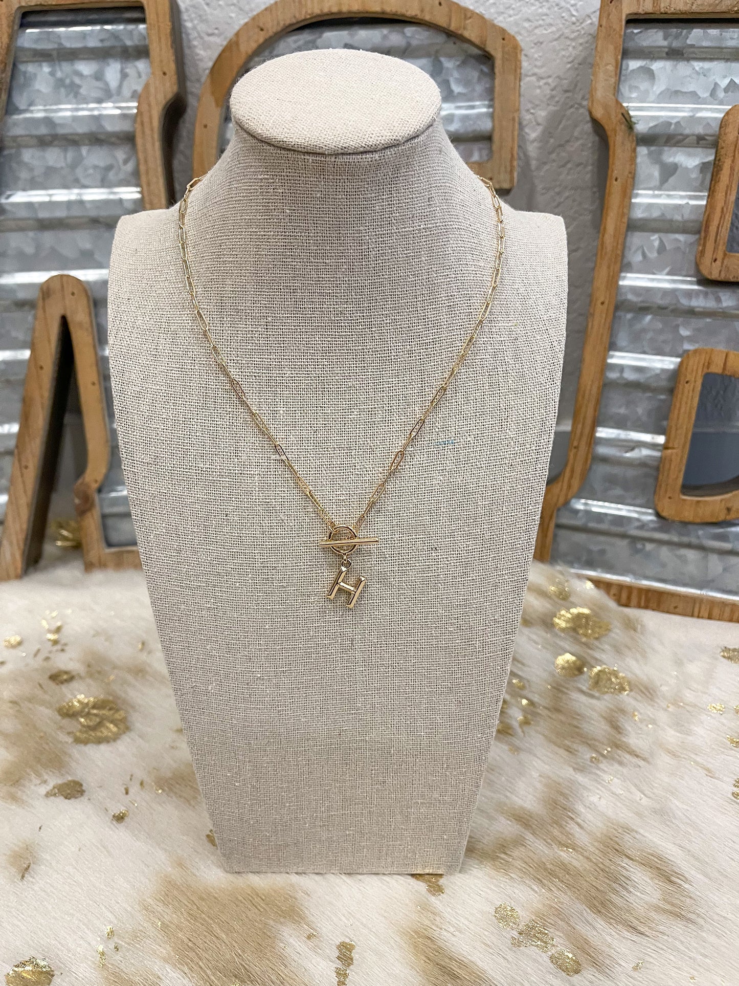 Initial Charm Necklace-Gold